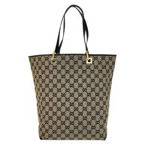 Gucci Black Beige Bag Tan Tote Shoulder Leather GG Canvas